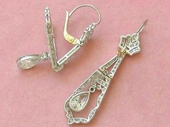 Art Deco Style Lab Created Diamond Engagement &Wedding 14K White Gold FN Earring