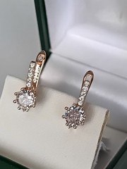Vintage 1990-s 14 Ct Rolled Gold Zircons Earrings-Hallmarked 585 RG