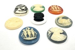 15 Vintage Acrylic Cameos (Hong Kong, Japan, West German) DIY Jewelry Making C81