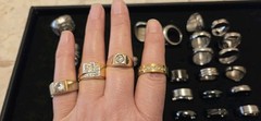 Vintage Mod Ring Lot Of 41.mens.14 Signed Avon ETA stainless Steel RSC