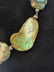 Vintage Turquoise Statement Necklace | Asymmetrical Multi-sized Stones | 18″