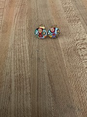 Stunning vintage Italy murano Millefiori art glass clip earrings