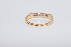 Vintage Circa 1980s 18k Gold Natural Diamond And Caliber Cut Ruby Ring
