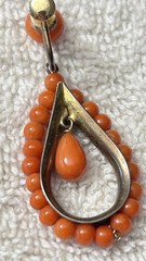 Vintage Orange Coral Dangle Teardrop Screwback Earrings -14K Gold Screw!