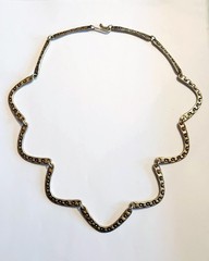 RARE Jeep Collins JEC Brass Textured Beaded Bar Link Hook-On Necklace SIGNED