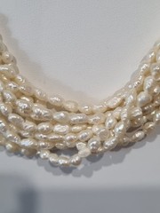 Vintage 1980s 14k Gold 10 strand Cultured Rice Pearl Necklace USA made see Video