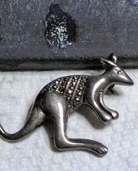 Vtg Sterling Silver Marcasite Large Kangaroo Animal Australia 925 Brooch – 12.3g