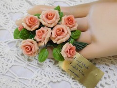English Clay Handmade California Vintage Roses Brooch