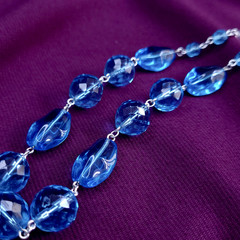 Blue Glass Necklace 20″ Vintage Glass Czech Beads Art Deco Style