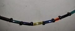 Vintage Tube Glass Bead Necklace Colorful 31″ 2.1mm Wide Beads Very Light Weight