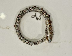 Antique Mughal Ruby Emerald Sterling Snake Bracelet Jewels Of India