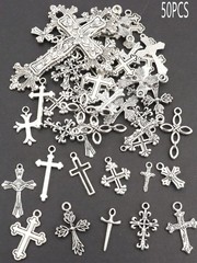 50pcs Mixed Zinc Alloy Antique Carved Cross Charms A5560 For Jewelry Making