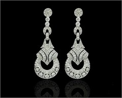Art Deco Style Lab Created Diamond 14K White Gold Finish Bridal Drop Earrings