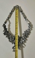 Guy Vidal large Modernist Brutalist ‘hidden bird’ silver plated pewter Necklace