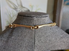 Vintage Gold Tone Bar Necklace Link Chain Bar Necklace 16″