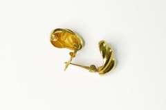 Vintage Christian Dior Gold Tone Modernist Curved Clip-on Earrings