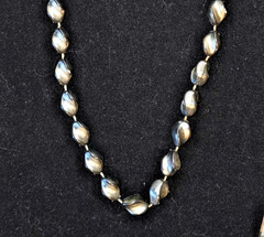 Vintage Gray Swirl Marbled Lucite Acrylic ? Bead Necklace Oval Retro MCM 17 In