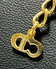 Christian Dior necklace pendant with rhinestones CD logo gold plated Vintage