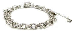 Vintage Sterling Silver Italy Double Link Chain Charm Bracelet