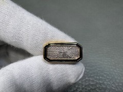 Enamel Metallic Sunburst Cantaloupe Color Yellow Gold Plated Cuff Links