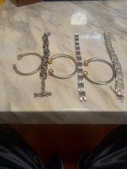 Mixed Lot 6 Silver & Gold Tone Metal Bracelets and Bangles, Unisex Adults