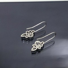 Art Deco Round Lab Created Diamond Office Wear Earring In 14K White Gold Finish