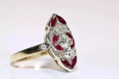 Art Deco Style Round Cut Lab Created Diamond 14K Yellow Gold FN Engagement Ring