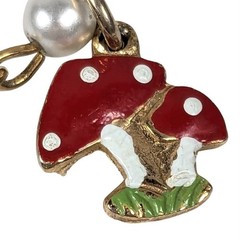 Vintage Mushroom Horseshoe Four Leaf Clover Enamel Lucky Charm Bracelet 6.5in