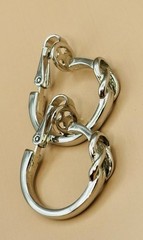 Trifari Earrings Clip On Silver Tone Love Knot Hoops