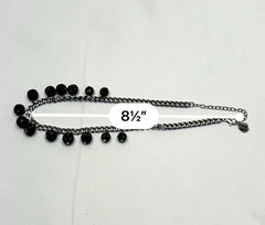 Black Beaded Pave Ball Necklace Gunmetal Chain Statement Collar Adjustable
