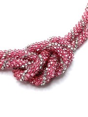 Antique Art Deco Pink Sautoir Necklace Tassel Glass Bead Flapper Iridescent