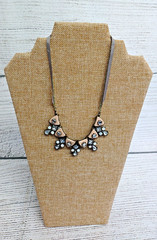 Vintage Liz Claiborne Pink Rhinestone Bib Statement Necklace 18″ Cord Chain