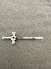 Vintage Sterling Silver Kilt Pin Cross Red Rhinestone Made in Great Britain