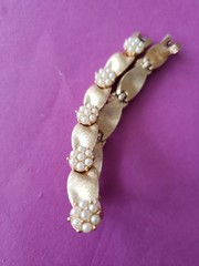Vintage Crown Trifari Gold Plate Birthday Ribbon Bracelet