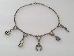 Vintage Pewter Lucky Charm Necklace