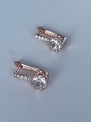 Vintage 1990-s 14 Ct Rolled Gold Zircons Earrings-Hallmarked 585 RG