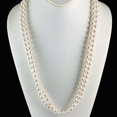 Vintage Elegant Classic Faux Pearl Very Light Grey Hue Long 53″ Necklace