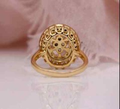 Antique Art Deco Style Round Lab Created Diamond bridal 14k Yellow Gold FN Ring