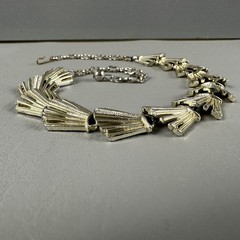 Vintage Art Deco Link Necklace Gold Tone Fan Statement Adjustable 13–14″
