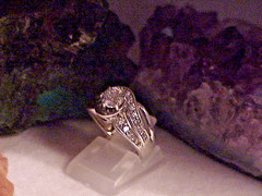 VintageSterling 2.00ct Crystal Solitaire Ring Crossover Sz 6 2 row 4.7Gr Clean