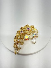 Vtg Juliana D & E Clear AB Rhinestones Spray Brooch Pin asymmetrical