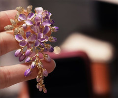 Enamel Color Design Purple Wisteria Flower Brooch, High Quality Flower Brooch
