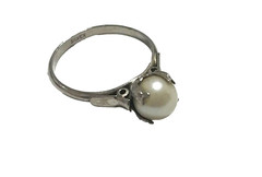 Vintage Silver Pearl Ring Genuine Pearl Size US 6 Elegant Jewelry