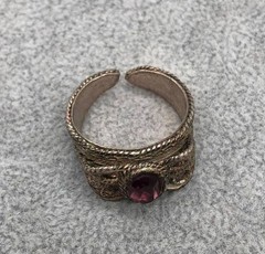 Vintage Filigree Silver Ring with Stone 7.2g Size 17.5cm Unisex Collectible