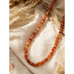 Vintage Natural Carnelian Chip Necklace Orange Agate Gemstone Beaded Strand 30
