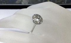 ANTIQUE ART DECO NATURAL ROSE CUT DIAMOND CLUSTER ENGAGEMENT RING 11K WG