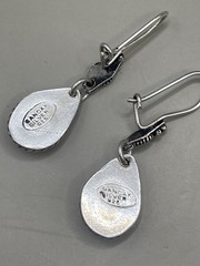 Vintage Sancak Silver 925 Turkey Blue Stone Pierced Hook 1.4” Dangle Earrings
