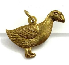 Vintage Brass Charm Duck Goose Pendant Etched Jewelry lucky ducky Charm Gift