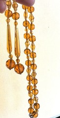 Art Deco Czech glass necklace faceted beads glass amber colored Hand knotted 24”