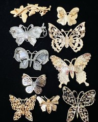 Lot 65 Vtg BUTTERFLY BROOCH Rhinestone Enamel 925 800 Silver GF Monet Trifari
